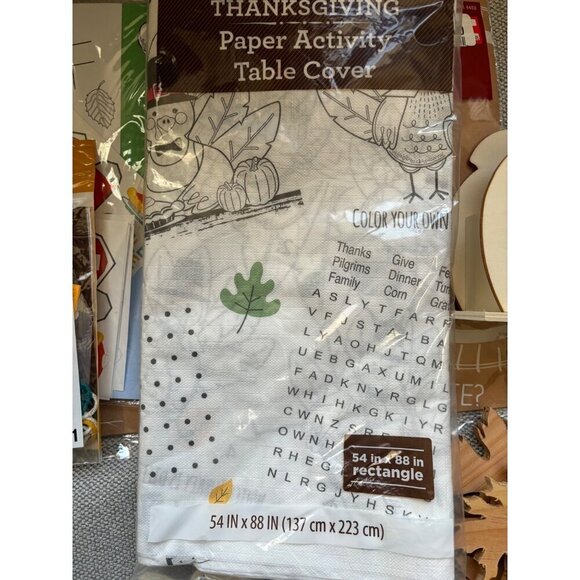 Thanksgiving Craft Kits Bundle For Kids Coloring Wooden Leaves Mask Stickers - Picture 13 of 14